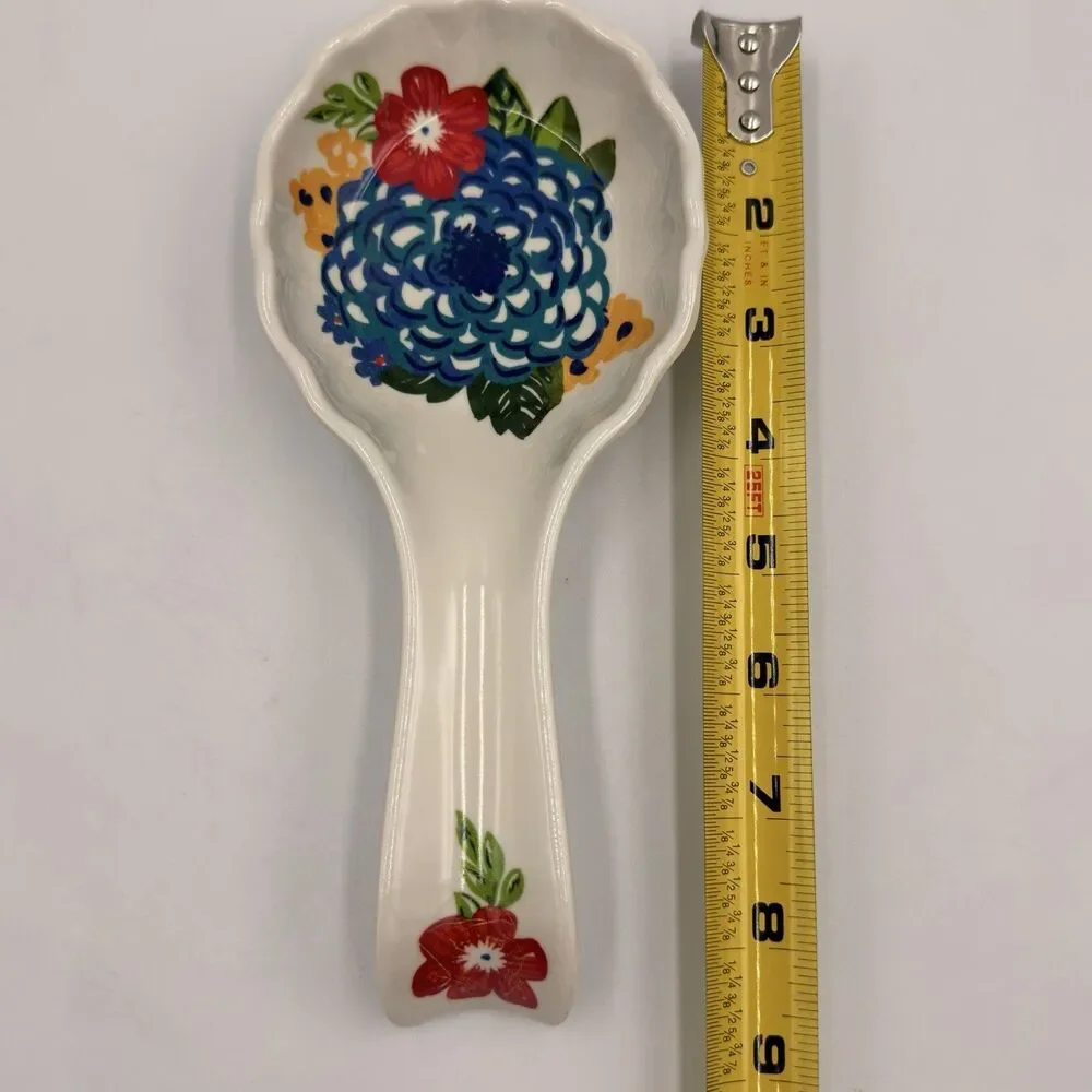 The Pioneer Woman Melamine Spoon Rest Dazzling Dahlias Floral Kitchen 8.5”